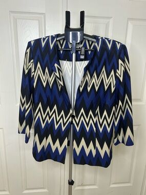 Danny & Nicole Blue, Black & Cream Chevron Blazer